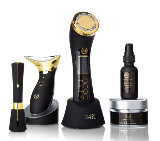 Photo 1 of Empire Ultimate Collection Suitcase Includes Marvelous 24k Gold Derma Neck Lift LED Empire Eye Device Empire Tech Stem Cell Serum and Face and Body Silk Crème Hot and Cold Therapy Reduce Blackheads Acne Breakouts Hot Cold Massage Smart Vibration Tech Pain