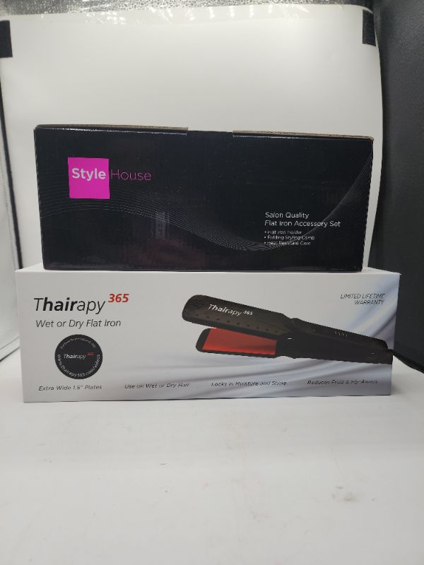 Photo 2 of Therapy 365 Wet 2 Dry Iron & Flat Iron Set 1 Heats in  Minutes Eliminates Unnecessary Damage Moisturizes Hair While it Drys Set Includes Het Resistant Case Heat Comb Flt Iron Holder New