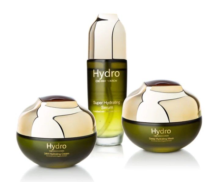Photo 2 of 24k Gold Infused Hydro Innovation Skin Care Set Includes 24H Hydrating Cream Super Hydrating Serum and Depp Hydrating Mask Delivers Moisture to Skin Includes Olive Oil Marine Collagen Excellent for Calming Healing Moisturizing Skin Delivering Antioxidants