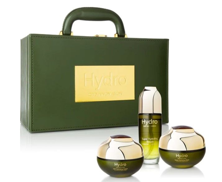 Photo 3 of 24k Gold Infused Hydro Innovation Skin Care Set Includes 24H Hydrating Cream Super Hydrating Serum and Depp Hydrating Mask Delivers Moisture to Skin Includes Olive Oil Marine Collagen Excellent for Calming Healing Moisturizing Skin Delivering Antioxidants