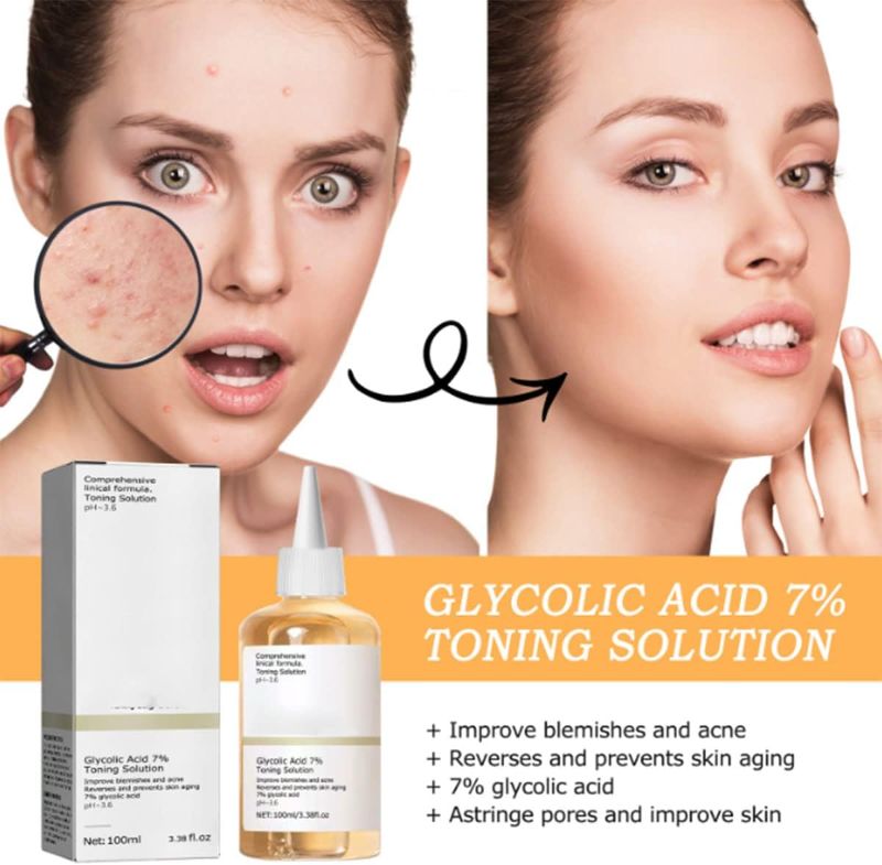 Photo 4 of 100ML Ordinary-Glycolic Acid 7% Toning Resurfacing Solution, Glycolic Acid Toner for Face, Glycolic Acid Lotion, Glycolic Acid Peel for Face, Glycolic Acid Serum Face (1)