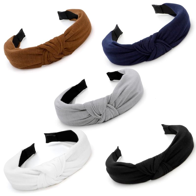 Photo 1 of 5 Pack Knotted Non Slip Wide Head Bands