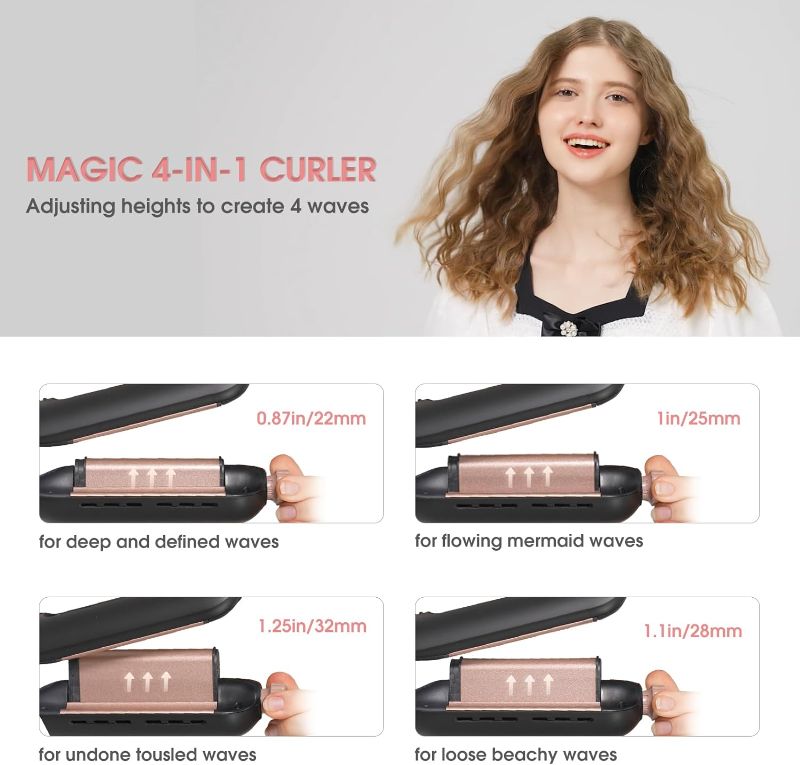 Photo 2 of janelove 4-in-1 Adjustable Hair Waver, Beach Waver Curling Iron, Deep Waver for Customizable Waves (0.87-1.25in), 5 Temps with LED Display