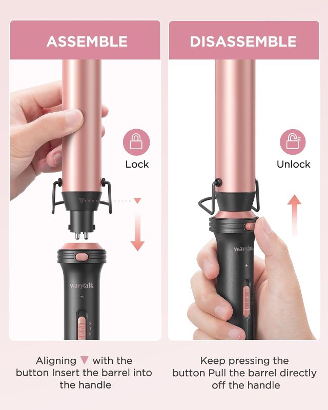 Photo 3 of Wavytalk 5 in 1 Curling Iron,Curling Wand Set with Curling Brush and 4 Interchangeable Ceramic Curling Wand(0.5”-1.25”),Instant Heat Up