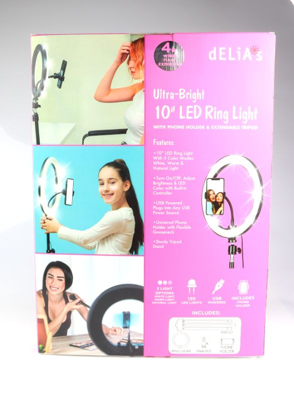Photo 3 of Gabba Goods Extendable Clip On Selfie Ring Light 10 Inches USB Powered Multi Light Effects Brightness Built in Remote New 