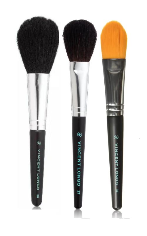 Photo 1 of Vincent Longo 3 Set Brushes 1 Foundation Brush, 1 Deluxe Powder Brush, & 1 Deluxe Blush Brush New 