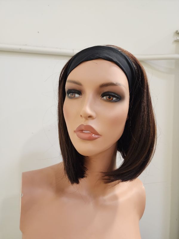 Photo 1 of Aline Bob Dark Brown with Carmel/Honey Highlights Built IN Black Headband Comes with a Floral Headband New