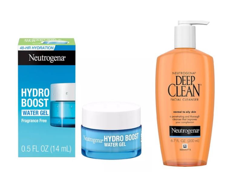 Photo 1 of Neutrogena Deep Clean Facial Cleanser 6.7 Fl Oz & Hydro Boost Water Gel Moisturizer with Hyaluronic Acid - Fragrance Free - 0.5 fl oz New