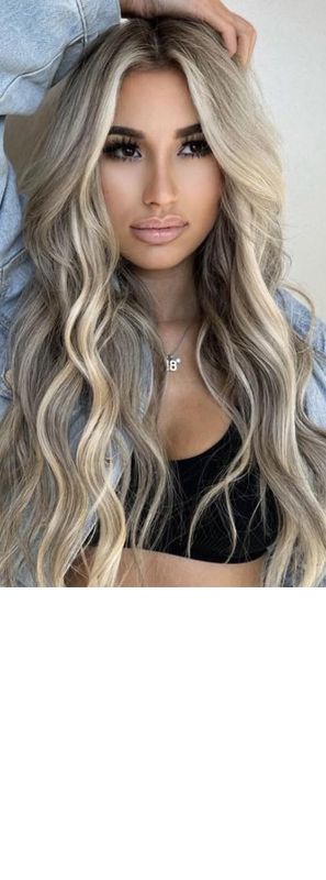 Photo 1 of Highlight Ash Blonde Lace Front Wig Long Wavy Ombre Brown Blonde 13x4 Synthetic Lace Front Wigs New
