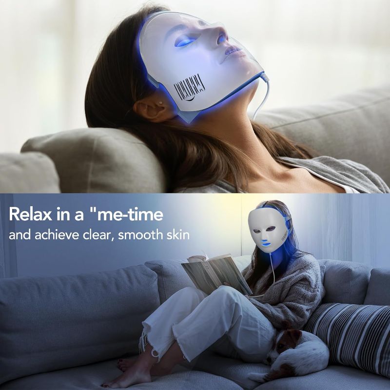 Photo 3 of NEWKEY Blue Light Therapy for Acne,7 Colors LED Face Mask Light Therapy, Blue Red Light Therapy Mask for Wrinkle Acne - Photon Skin Care Beauty Mask