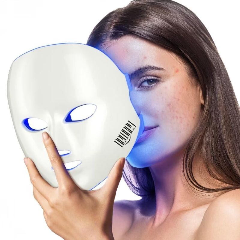 Photo 1 of NEWKEY Blue Light Therapy for Acne,7 Colors LED Face Mask Light Therapy, Blue Red Light Therapy Mask for Wrinkle Acne - Photon Skin Care Beauty Mask