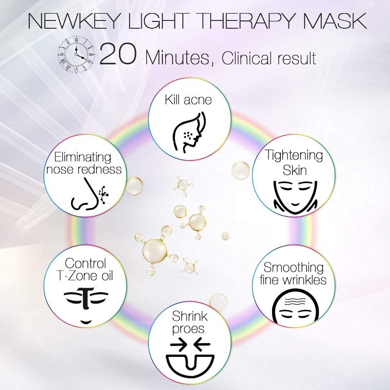 Photo 4 of NEWKEY Blue Light Therapy for Acne,7 Colors LED Face Mask Light Therapy, Blue Red Light Therapy Mask for Wrinkle Acne - Photon Skin Care Beauty Mask