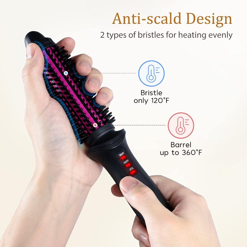 Photo 3 of 
Roll over image to zoom in
Mini Curling Iron Brush 1 Inch Barrel for Travel, Hair Curler Brush Curling Wand with Extra Long Tourmaline Ceramic Barrel, Anti-scald Brush Curling Iron for Short Hair/Shoulder Hair