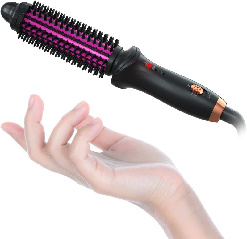 Photo 1 of 
Roll over image to zoom in
Mini Curling Iron Brush 1 Inch Barrel for Travel, Hair Curler Brush Curling Wand with Extra Long Tourmaline Ceramic Barrel, Anti-scald Brush Curling Iron for Short Hair/Shoulder Hair