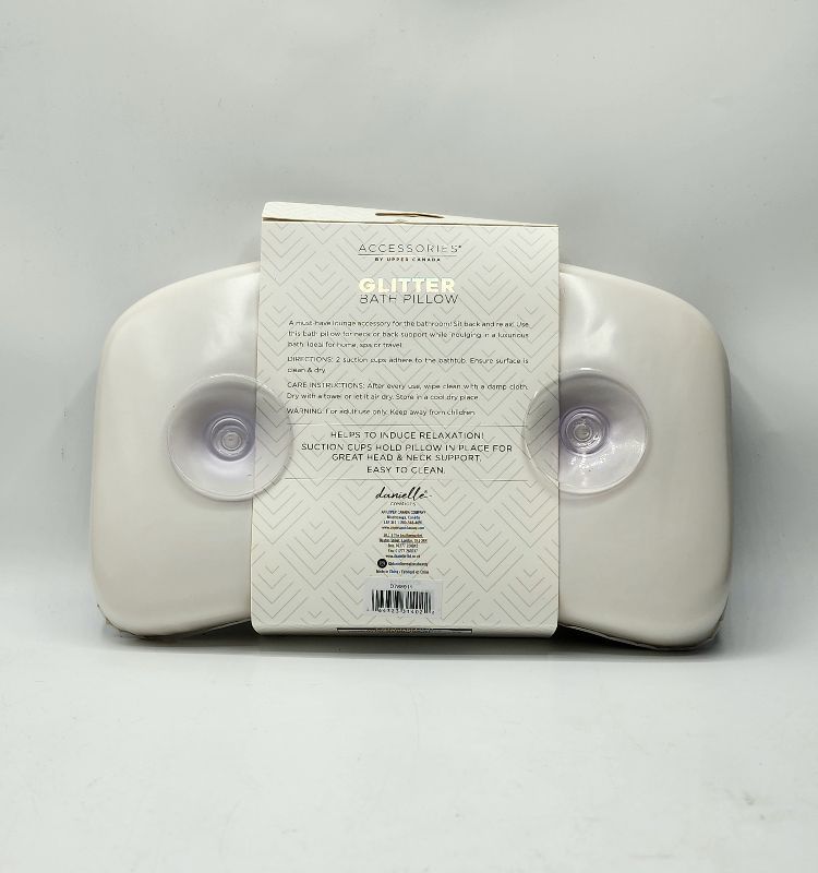 Photo 4 of Danielle Creations Silver & White Glitter Bath Pillow Indulge In Relaxation 28CM x 15Cm x 4CM New