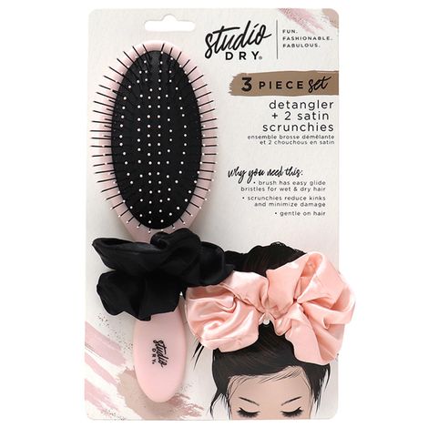 Photo 1 of 3 Piece Detangling Set 2 Satin Scrunchies 1 Detangling Brush This Duo Allows To Detangle Wet Or Dry Hair With Ease & Comfortably Tying Back Loosely The Scrunchies Reduced Breakage While Providing Support Without Creasing Hair