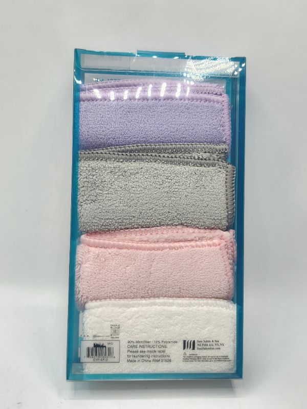 Photo 2 of 4 Pack Blue Lagoon Spa Collection Bye-Bye Makeup Remover Reusable Cloths Polyester & Polyamide Size 4.5"x4.5"x8" Each New