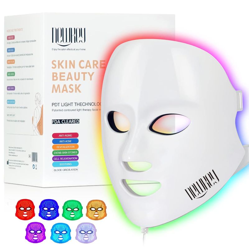 Photo 1 of NEWKEY Red Light Therapy for Face, LED Face Mask Light Therapy for Wrinkles,7 Colors Red Light Therapy Mask,Korea PDT Technology Red Light Mask for Winkles