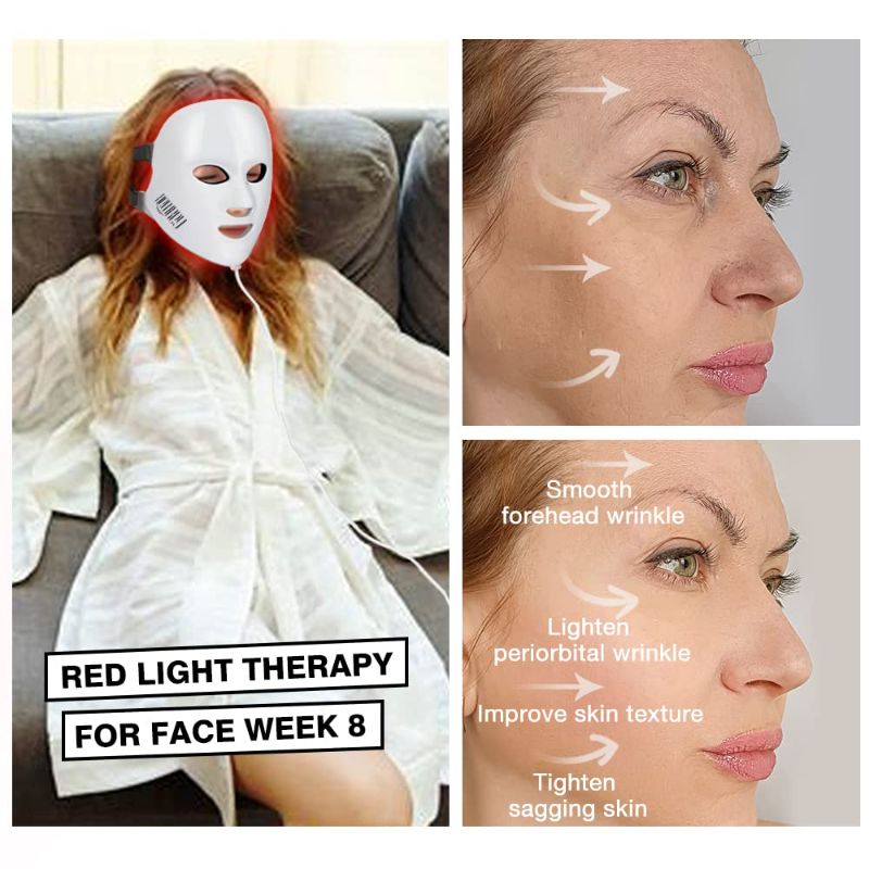 Photo 4 of NEWKEY Red Light Therapy for Face, LED Face Mask Light Therapy for Wrinkles,7 Colors Red Light Therapy Mask,Korea PDT Technology Red Light Mask for Winkles