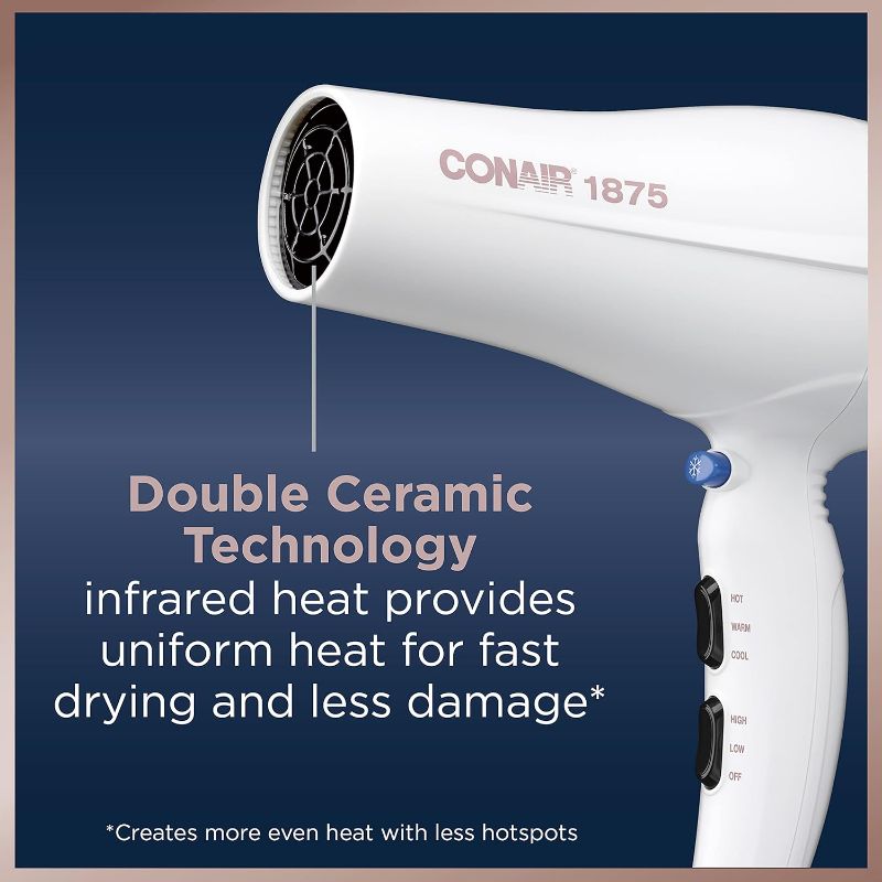 Photo 2 of Conair Double Ceramic Hair Dryer | Blow Dryer with Ionic Conditioning | Includes Concentrator