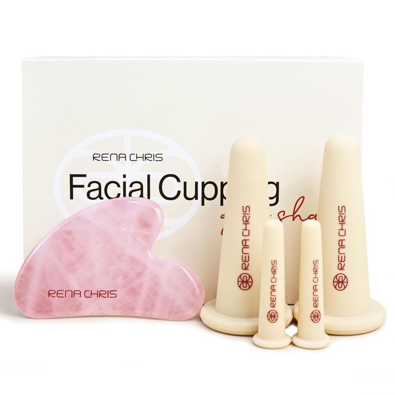 Photo 1 of Rena Chris Facial Cupping Set & Gua Sha Facial Tool |Silicone Cupping Set & Rose Quartz Gua Sha Stone |Face Cupping Therapy Set for Natural Anti-Aging, Cellulite, Puffiness, Lip Plumping, Skin Care