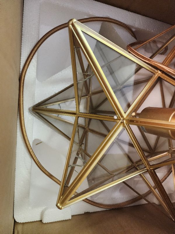 Photo 2 of DANSEER Moravian Star Light Modern Brass Pendant Light 15 Inches with Clear Glass Shade