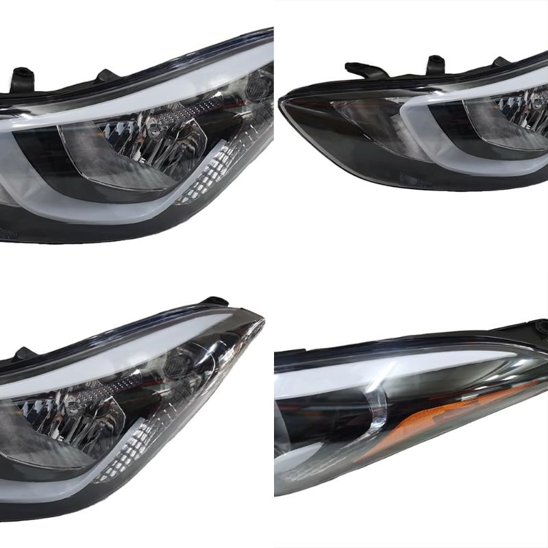 Photo 3 of For Hyundai Elantra 2014 2015 2016 Driver Side Halogen Headlights Headlamp Assembly Chrome Housing Clear Lens Replaces 921013Y500 