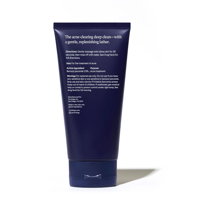 Photo 1 of Curology Acne Facial Cleanser Treatment, 2.5% Benzoyl Peroxide Face Wash, For Oily and Acne Prone Skin, Milky Gel Texture, Fragrance Free, 5.07 fl oz