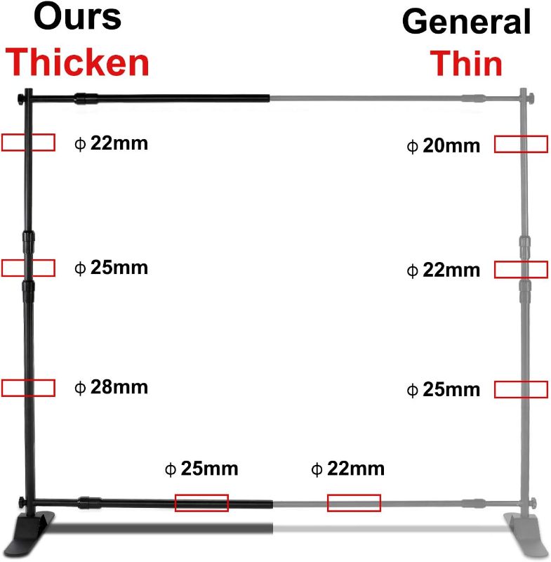 Photo 2 of Photo Backdrop Stand - Heavy Duty Banner Holder Adjustable Photography Poster Stand - Height Up to 8x8 ft for Trade Show, Photo Booth, Parties, Wedding, Birthday, Photoshoot Background