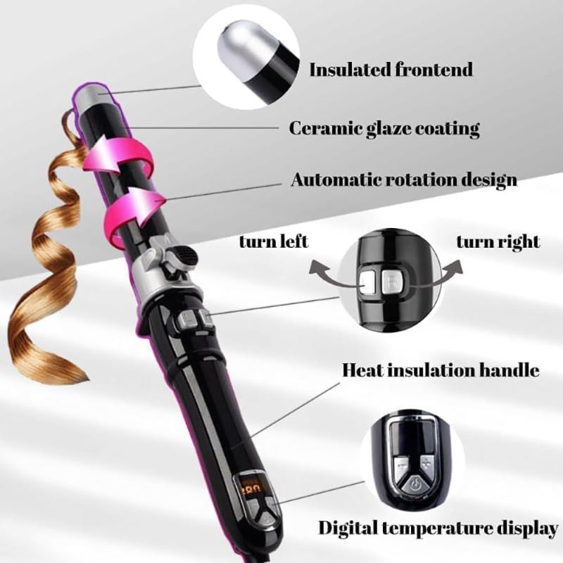 Photo 5 of 1 inch Ceramic Rotary Curler for All Types of Hair, Automatic Curler, User-Friendly for Smoothing Curl Control, Dual Voltage, Automatic Shutdown, Black