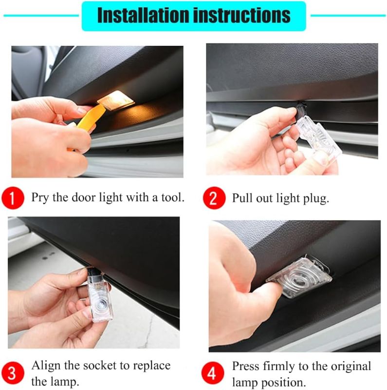 Photo 1 of 2PCS Car Door Light Projector Wireless Car Door Projector Rechargeable HD Car Welcome Courtesy Ghost Shadow Lamp Fit for Cars (for F-OOO-RD)