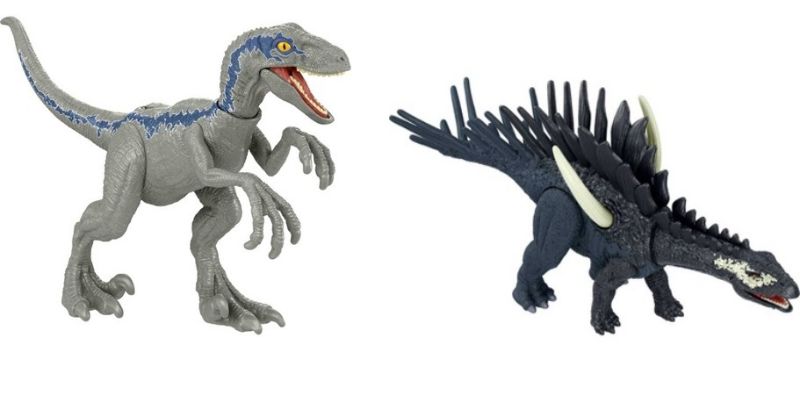 Photo 1 of Jurassic World: Dominion Ferocious Pack Velociraptor Blue Dinosaur Figure & Miragaia Dinosaur Figure
