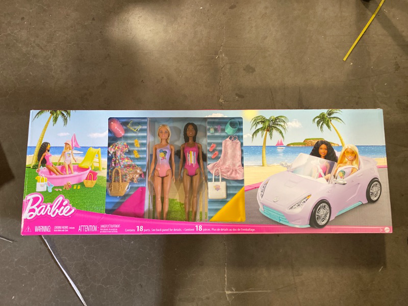 Photo 4 of BARBIE SET - Two Barbie Dolls with Pool, Clothes and Barbie Car