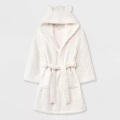 Photo 1 of Girls' Bear Hooded Fleece Robe L (10/12)- Cat & Jack™ Cream