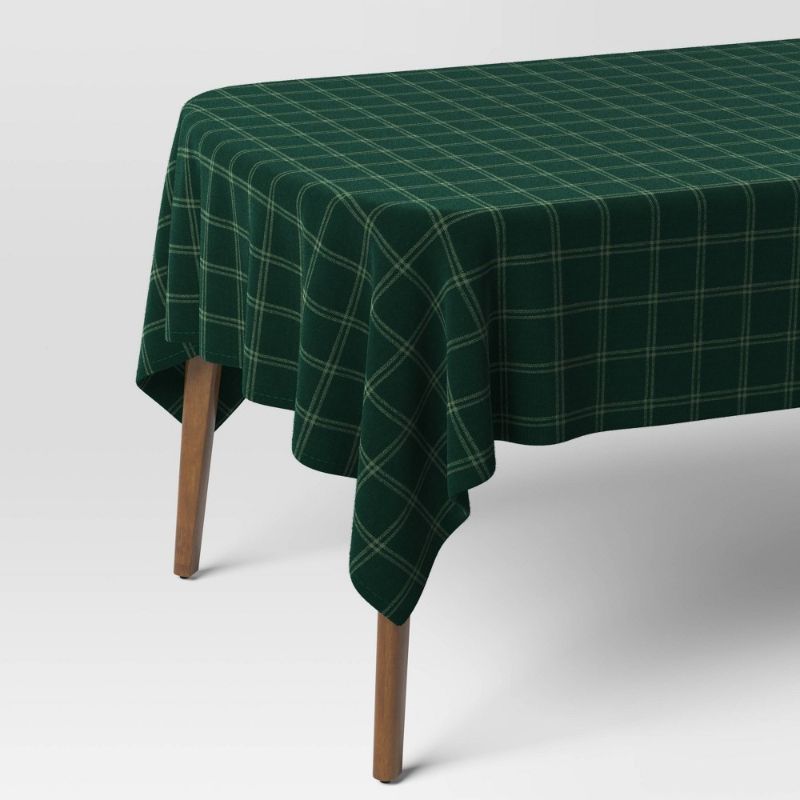 Photo 1 of 84"x60" Plaid Tablecloth Green - Threshold™