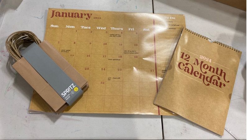 Photo 1 of Large Desk Calandar & Small Wall Calander with 12 Pack Brown Bags