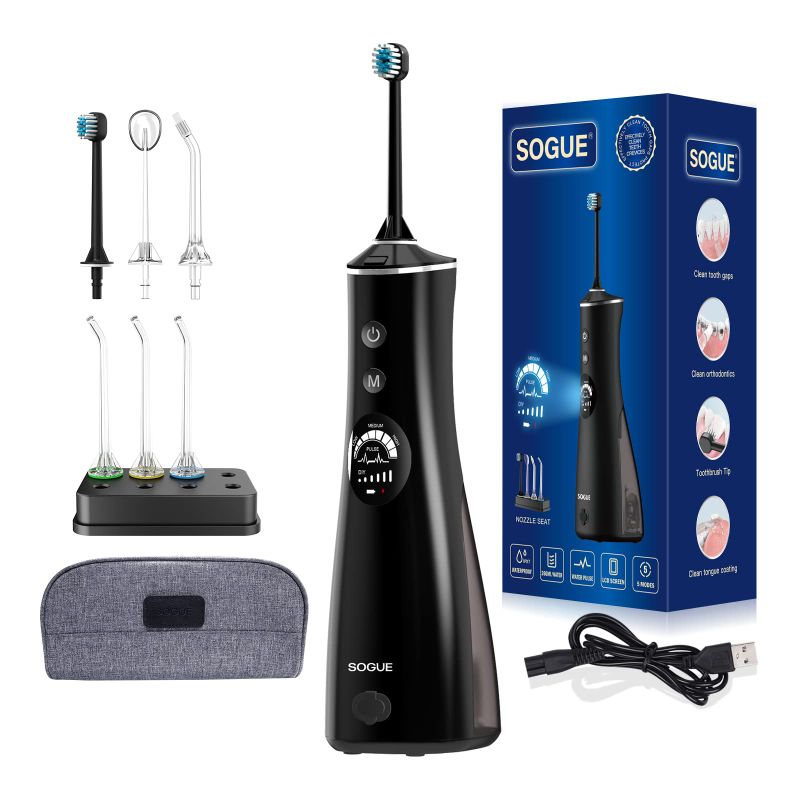 Photo 1 of Water Dental Flosser Cordless with Screen Brush Floss - SOGUE 4 Modes & DIY Water Toothpick Irrigator, 6 Jet Tips Storage, Portable Water Picks for Teeth Cleaning Braces Cleaner for Home Travel