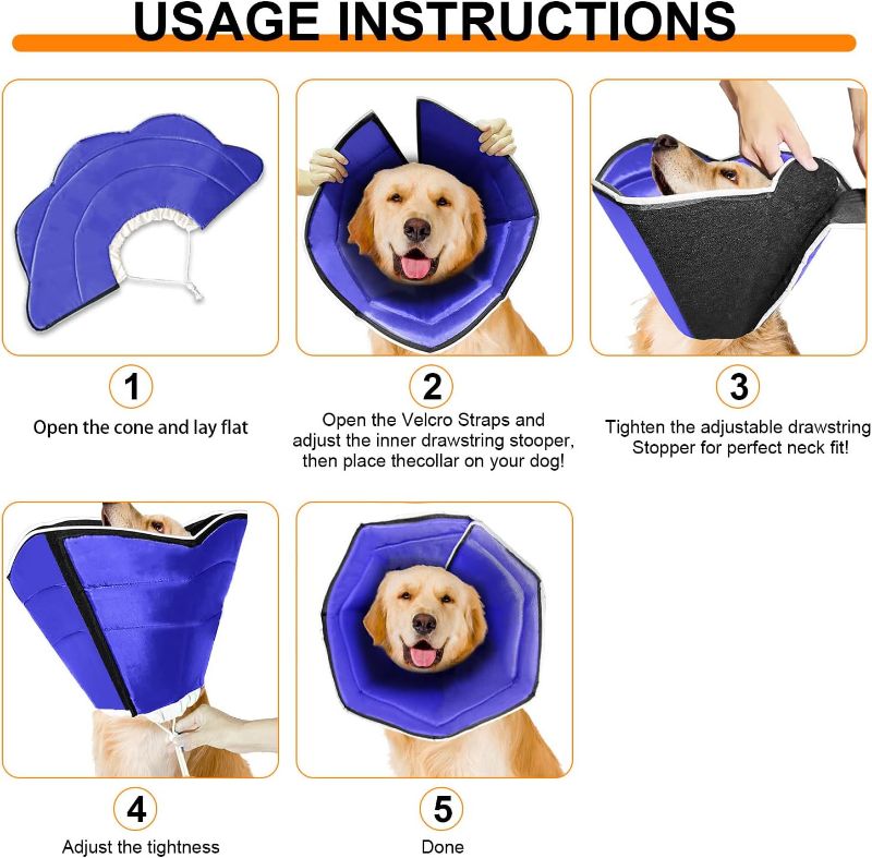 Photo 4 of Cryptdogle Soft Dog Cone for Dogs After Surgery, Breathable Pet Recovery Collar Medium Small Dogs and Cats, Adjustable Cone Collar