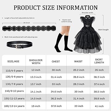 Photo 2 of 8-11yr MGparty Costume Girls Dress for Kids Black Family Costumes Halloween Cosplay Party Dress 