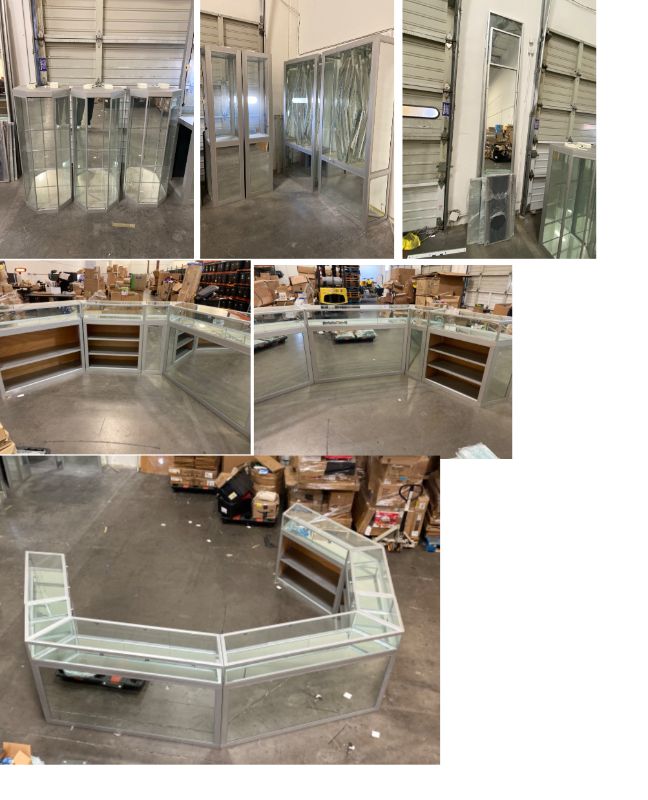 Photo 1 of 52 Piece Full Display Case Set|Custom Built Full Aluminum & Glass Display| Used For Jewelry Store Full Set| Includes Locks Keys Lights Shelves For Display NEEDS PROPER VEHICLE SEE COMMENTS