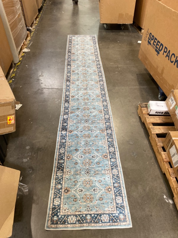 Photo 1 of 23.5" x 12ft Persian Multi-Blue Color Runner Rug 
