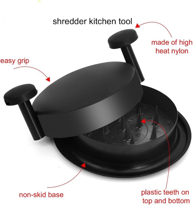 Photo 2 of Chicken Shredder, Alternative to Bear Claws Meat Shredder, Meat Shredding Tool with Handles and Non-Skid Base Suitable for Pulled Pork, Beef and Chicken (Black)