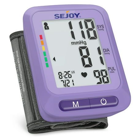 Photo 1 of Sejoy Blood Pressure Monitor Wrist Adjustable Cuff Automatic BP Machine Large LCD Display for Home Use Purple