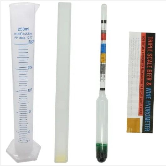 Photo 1 of Triple Scale Hydrometer with 250ml cylinder Brewed Wine for Home Brewing Making Beer Wine