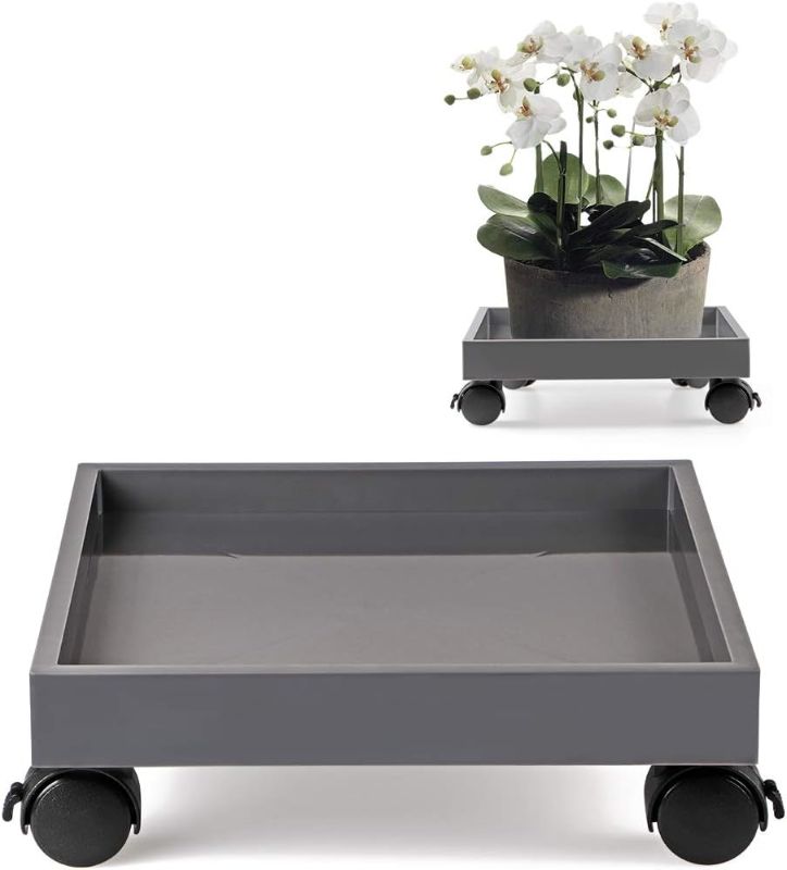 Photo 1 of Skelang Square Plant Caddy, Wheeled Planter Trays, ABS Plant Pallet, Heavy Duty Plant Dolly Saucer for Moving Potted Planter, Deck Flower Plants, Load Capacity 110 Lbs
Missing wheel