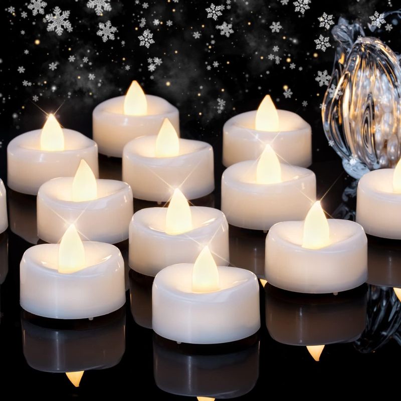 Photo 1 of LED Candles, Tea Lights Candles Battery Operated Bulk, 50-Pack Long-Lasting 200 Hours Flameless Tealight Candles, Realistic Tea Lights for Christmas Halloween Wedding, 1.5'' D X 1.25'' H
