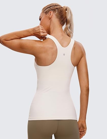 Photo 2 of CRZ YOGA Butterluxe Womens Racerback High Neck Tank Top - with Built in Bra Workout Padded Yoga Athletic Camisole size XL