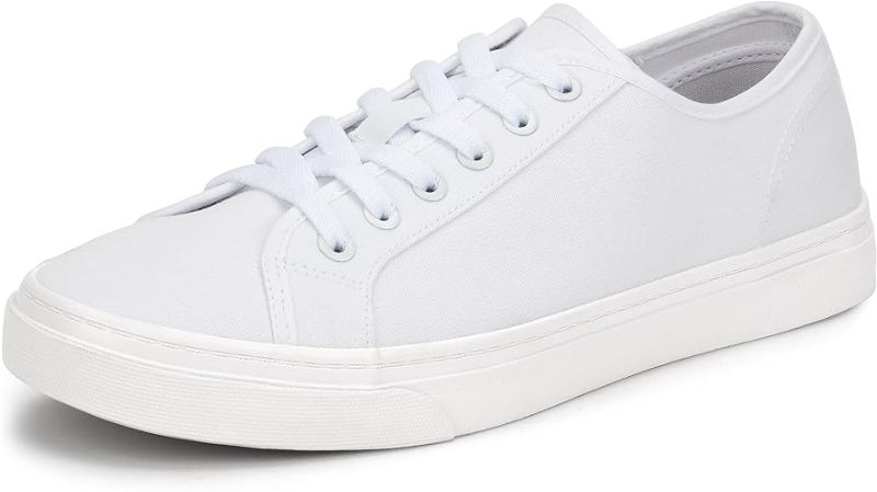 Photo 1 of TOBER Men's White Classic Low Top Shoes Canvas Fashion Sneaker with Soft Insole Causal Dress Shoes for Men Comfortable Walking Shoes
men's size 11
