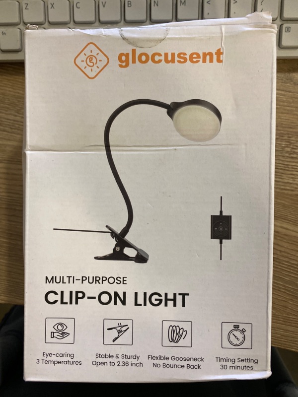 Photo 2 of Glocusent 5W 36 LED Reading Clip on Light for Bed, Eye Caring Bed Lamp, 3 Colors & 5 Brightness Levels for Headboard with Adapter, Perfect for Reading, Working & Studying