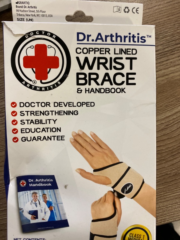 Photo 2 of Dr. Arthritis Doctor Developed Copper Wrist Brace/Wrap for Carpal Tunnel Support, Splint Brace -F.D.A. Medical Device & Doctor Handbook-Night Support for Women Men-Right & Left hands 
2 piece